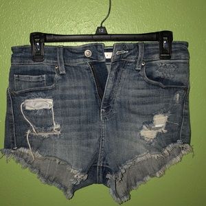 high rise denim shorts